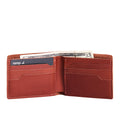 Leather bifold wallet with six geometric card slots