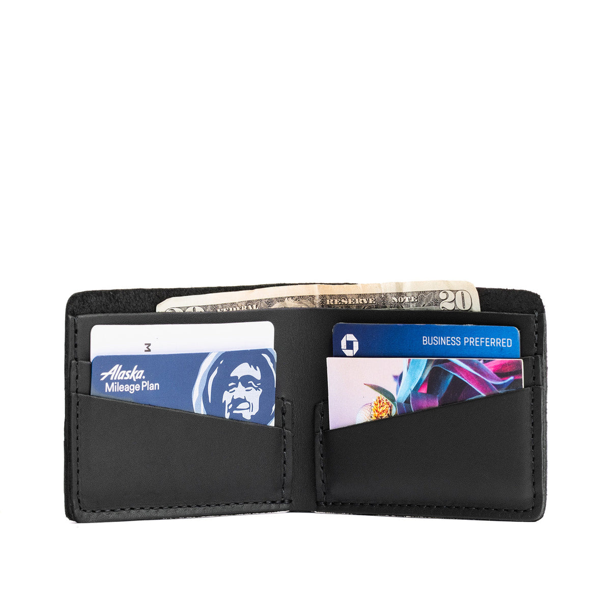 Black | Leather bifold wallet with card slots