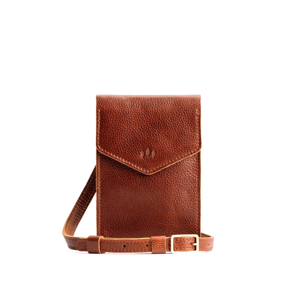 Nutmeg | Slim, phone-shaped crossbody purse with magnetic closure