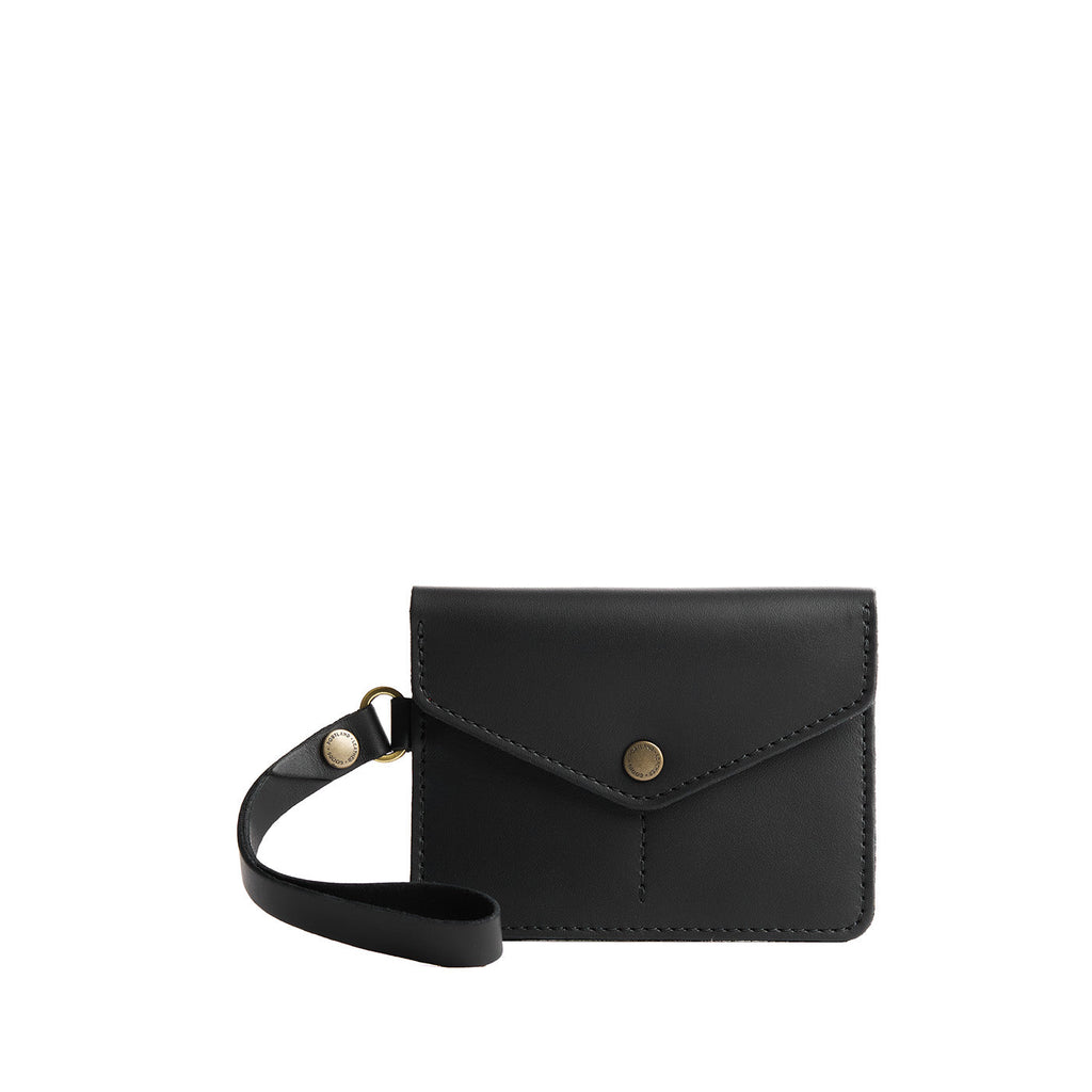 Black | Small Leather Passport Wristlet