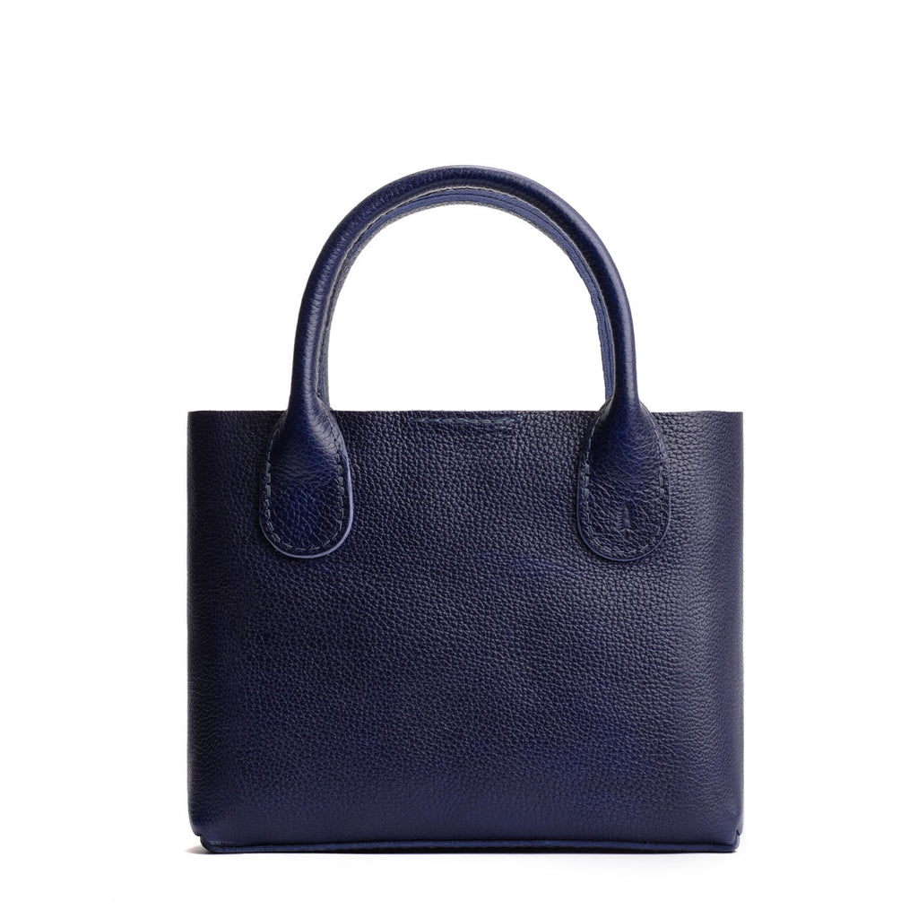 Cobalt*Small | Petite tote purse with structured leather handles and crossbody strap