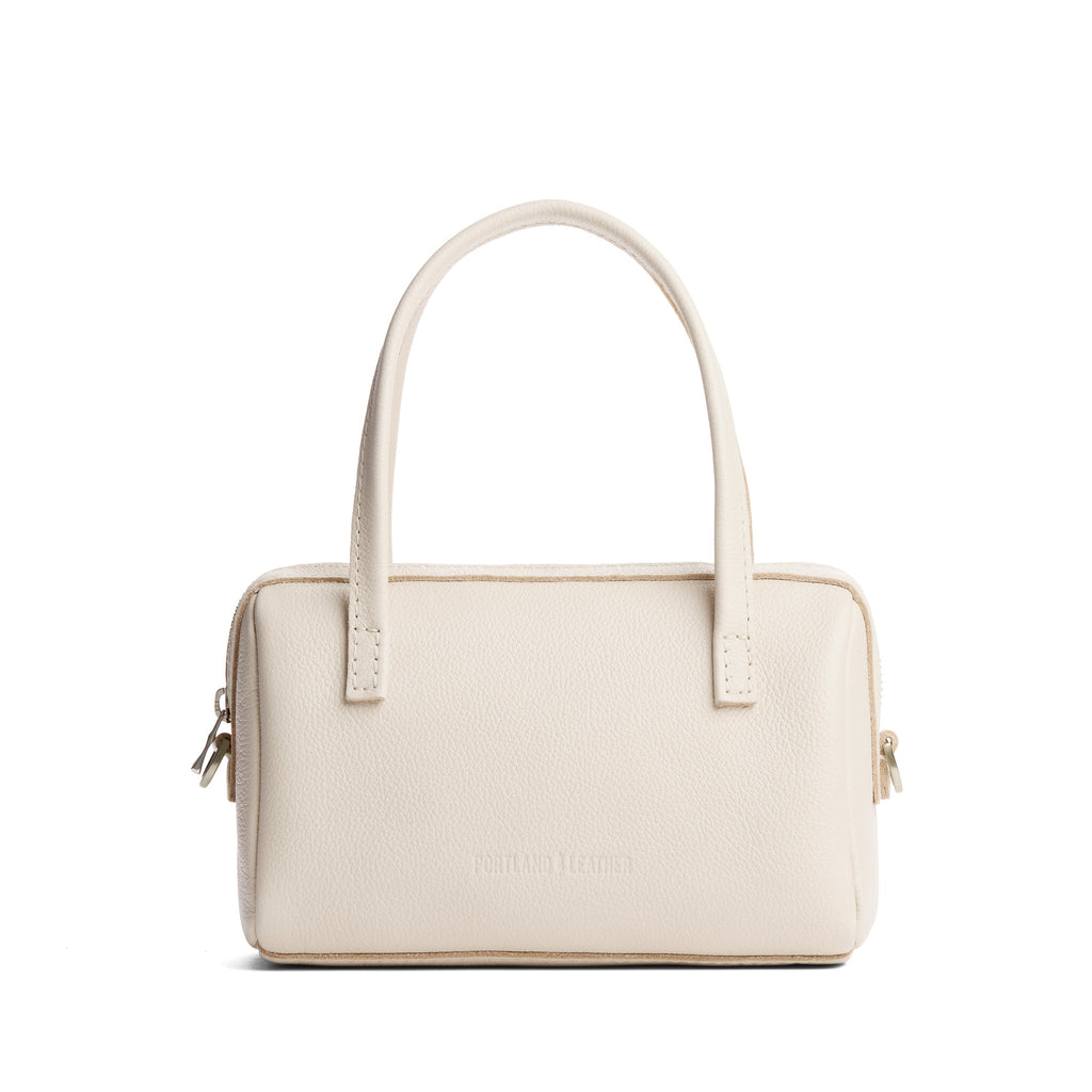Pebbled Bone*Small | Mini duffle shaped handbag with crossbody strap