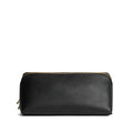 Pebbled--black | Triangular shaped pouch with extra long zipper